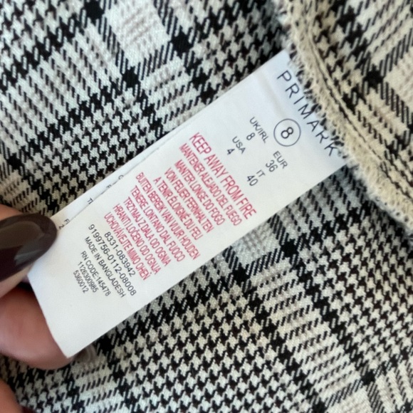 Primark Black & White Plaid Blazer Size 4 - Picture 6 of 6